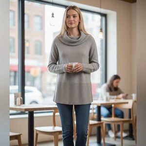 Cyrus rayon blend cowl neck gray sweater medium